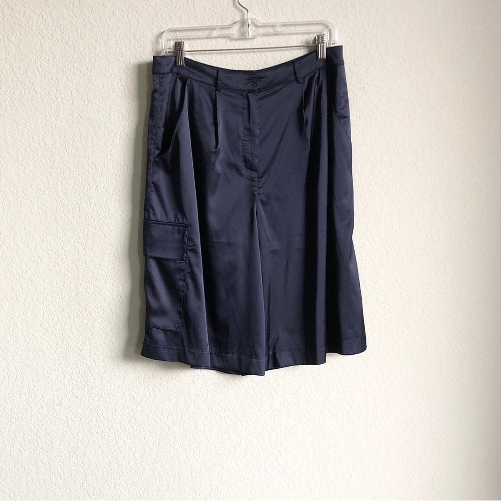 Hutch Satin Long Shorts Cargo Navy Blue Medium 12.5”